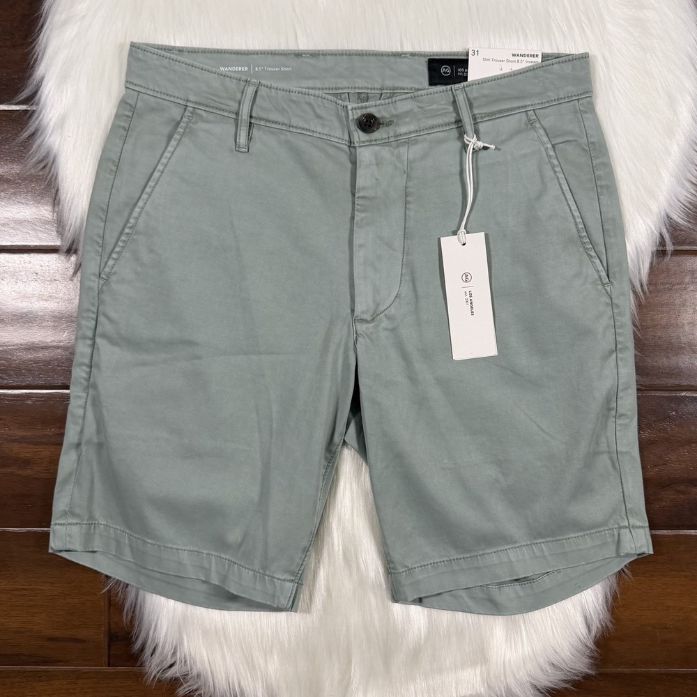 AG Adriano Goldschmied Men's Size 31 Sulfur Green Wanderer Slim Trouser Shorts